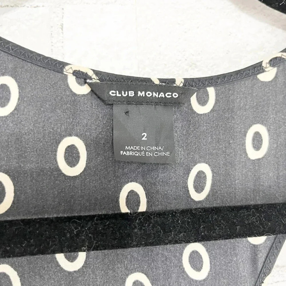 Club Monaco Gray Circle Print 100% Silk Sleeveless Circle Midi Dress Women's 2 - Picture 8 of 10